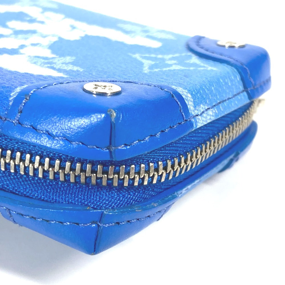 LOUIS VUITTON Coin case M45440 leather blue Monogram Clouds Soft Trunk Necklace Wallet mens Used Authentic