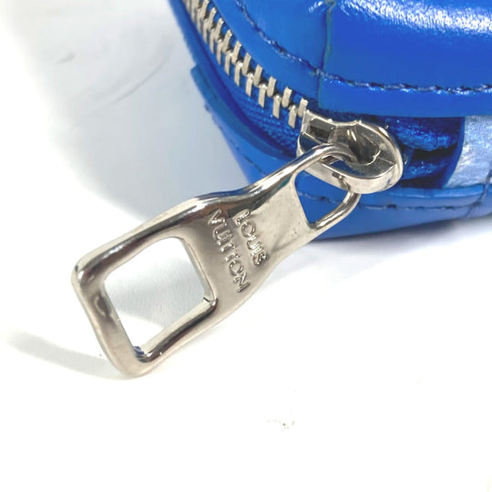 LOUIS VUITTON Coin case M45440 leather blue Monogram Clouds Soft Trunk Necklace Wallet mens Used Authentic