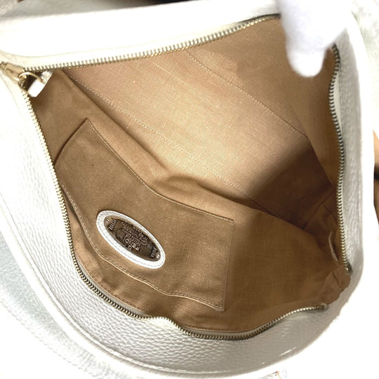 FENDI Shoulder Bag 8BN167 Roman leather white Horse Selleria logo Women Used Authentic