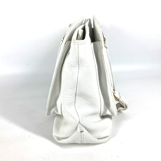 FENDI Shoulder Bag 8BN167 Roman leather white Horse Selleria logo Women Used Authentic