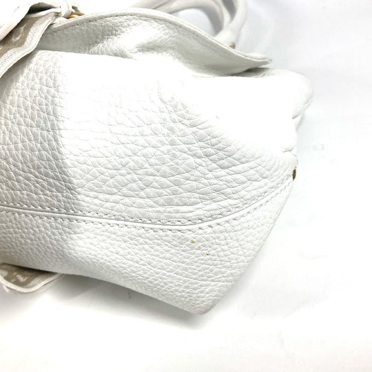 FENDI Shoulder Bag 8BN167 Roman leather white Horse Selleria logo Women Used Authentic