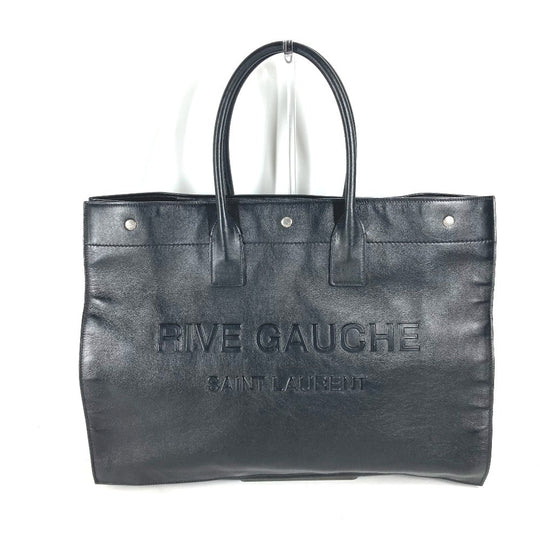 SAINT LAURENT PARIS Shoulder Bag 587273 Calf leather black logo RIVE GAUCHE mens Used Authentic