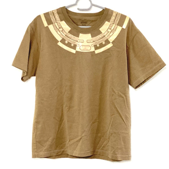 HERMES Short sleeve T-shirt cotton Brown LE TRESOR DE MEDOR Women 36 Used Authentic