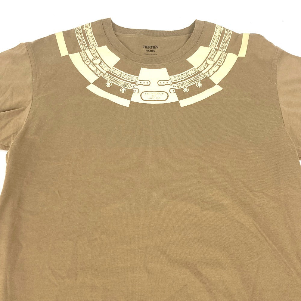 HERMES Short sleeve T-shirt cotton Brown LE TRESOR DE MEDOR Women 36 Used Authentic