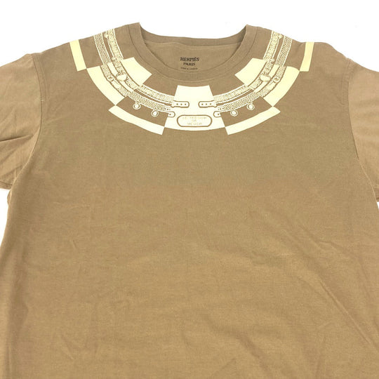 HERMES Short sleeve T-shirt cotton Brown LE TRESOR DE MEDOR Women 36 Used Authentic
