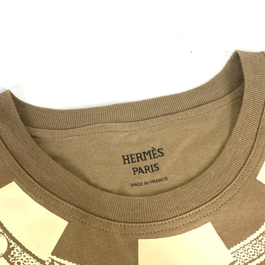 HERMES Short sleeve T-shirt cotton Brown LE TRESOR DE MEDOR Women 36 Used Authentic