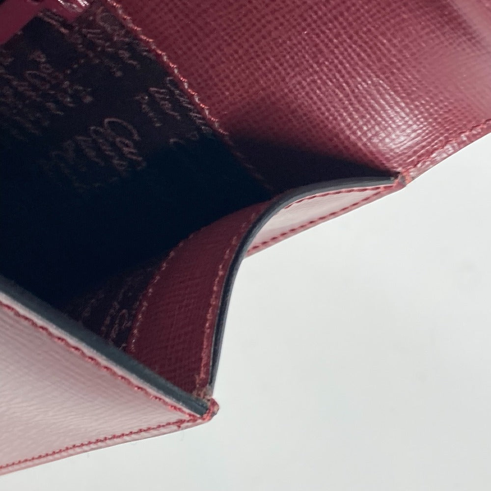 CARTIER Clutch bag leather wine-red Must Line With strap and flap mens Used Authentic