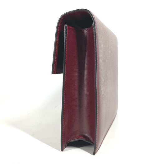 CARTIER Clutch bag leather wine-red Must Line With strap and flap mens Used Authentic