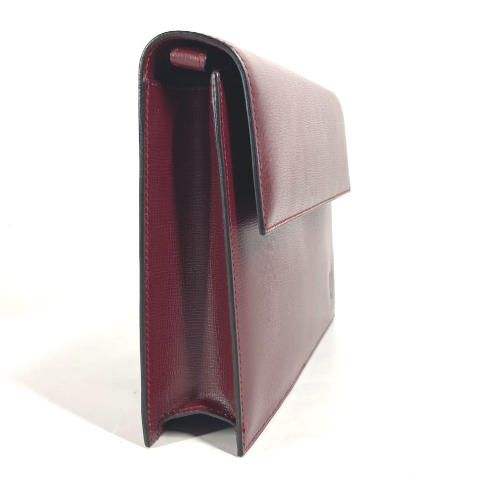 CARTIER Clutch bag leather wine-red Must Line With strap and flap mens Used Authentic