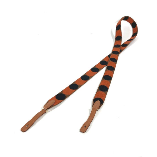 HERMES Shoulder strap canvas Orange bandouliere sangle flipper ball 1" Women Used Authentic
