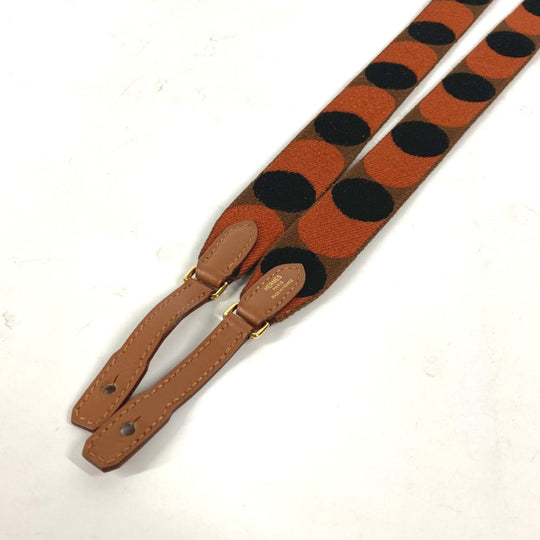HERMES Shoulder strap canvas Orange bandouliere sangle flipper ball 1" Women Used Authentic
