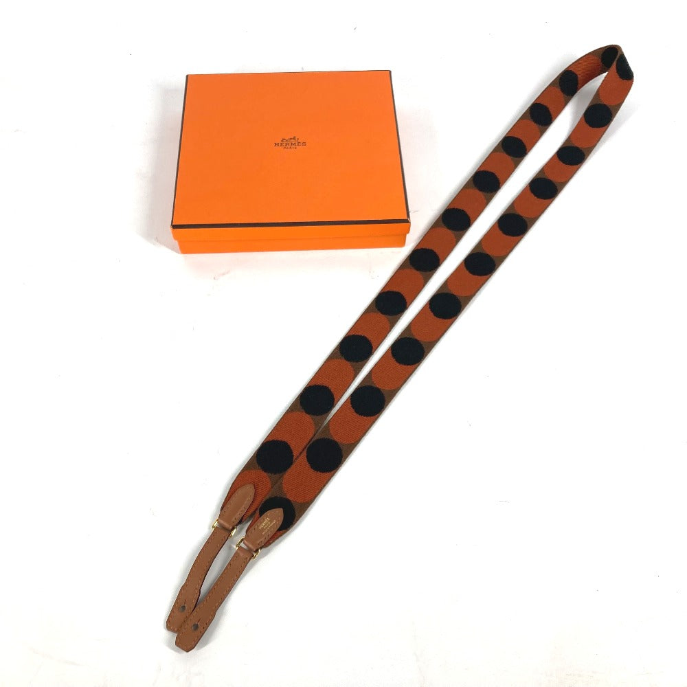 HERMES Shoulder strap canvas Orange bandouliere sangle flipper ball 1" Women Used Authentic