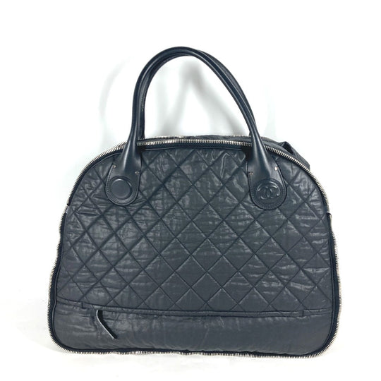CHANEL Boston Duffel bag Coated canvas black Travel bag CC COCO Mark Matelasse Quilting Women Used Authentic