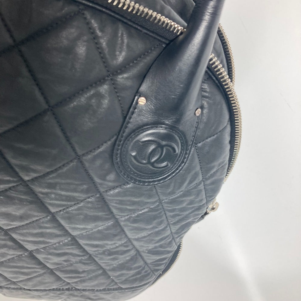 CHANEL Boston Duffel bag Coated canvas black Travel bag CC COCO Mark Matelasse Quilting Women Used Authentic