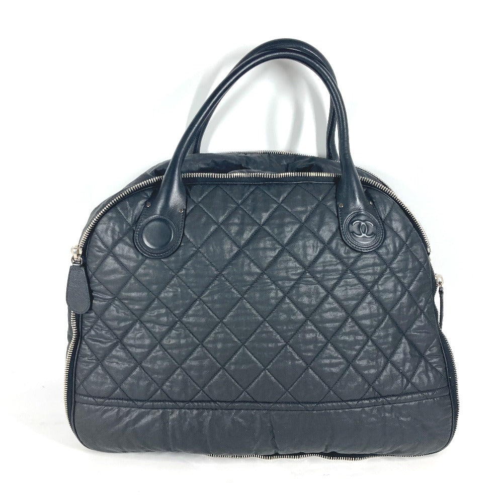 CHANEL Boston Duffel bag Coated canvas black Travel bag CC COCO Mark Matelasse Quilting Women Used Authentic