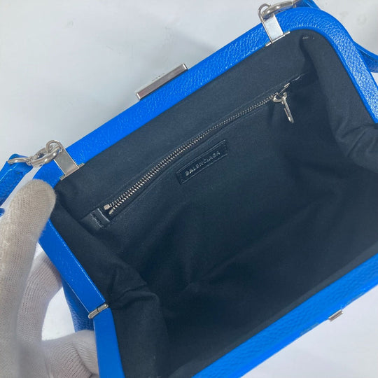 BALENCIAGA Clutch bag 618895 leather blue Cloud XS logo Cloud Women Used Authentic