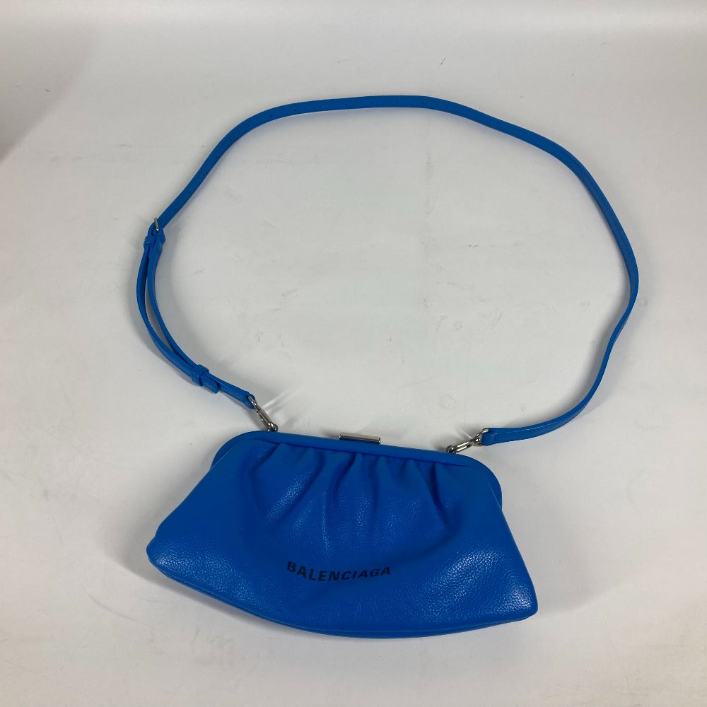BALENCIAGA Clutch bag 618895 leather blue Cloud XS logo Cloud Women Used Authentic