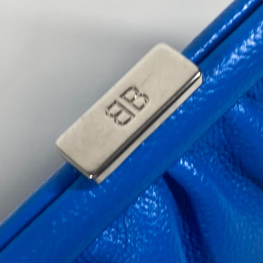 BALENCIAGA Clutch bag 618895 leather blue Cloud XS logo Cloud Women Used Authentic
