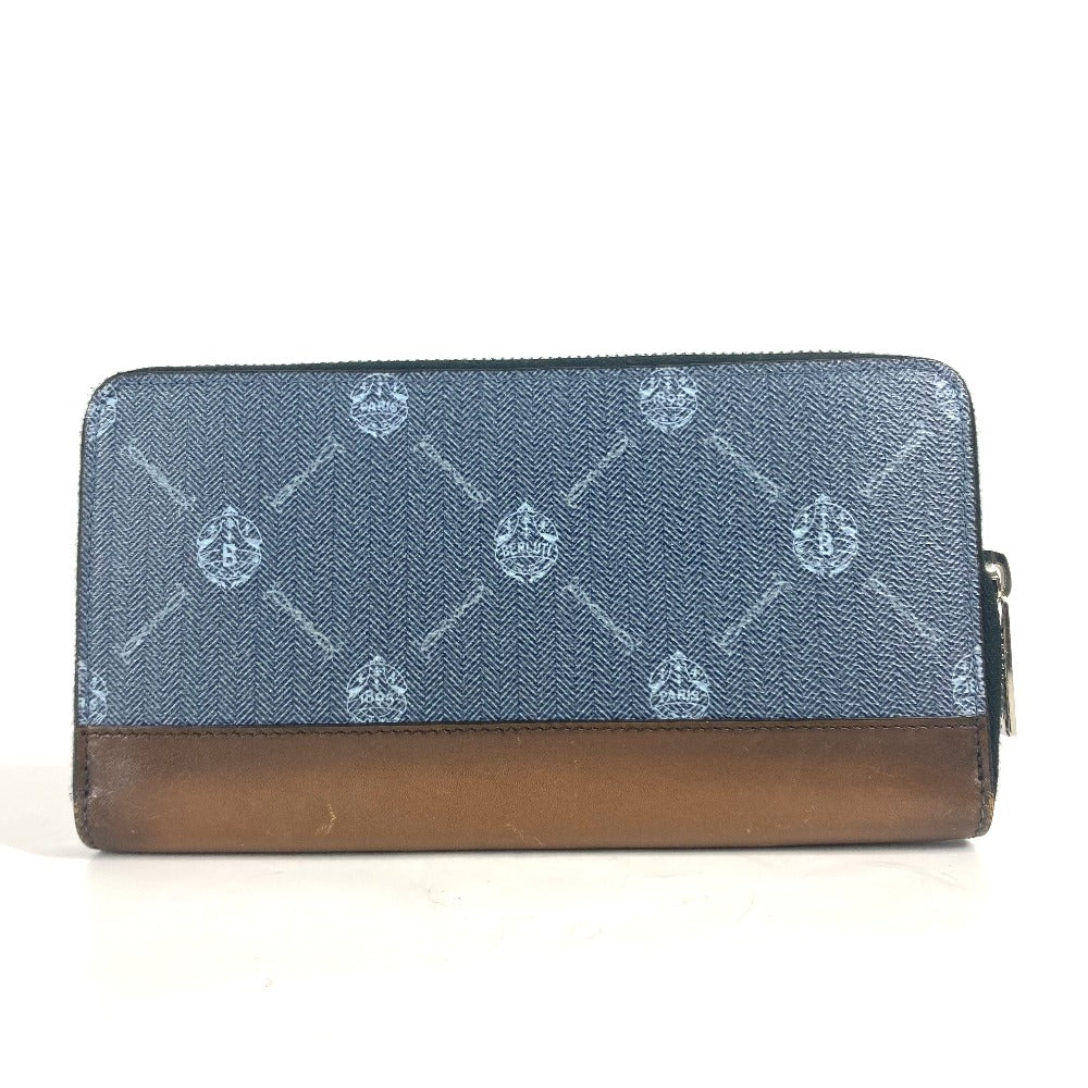 Berluti Long Wallet Purse leather blue ITAUBA long wallet mens Used Authentic