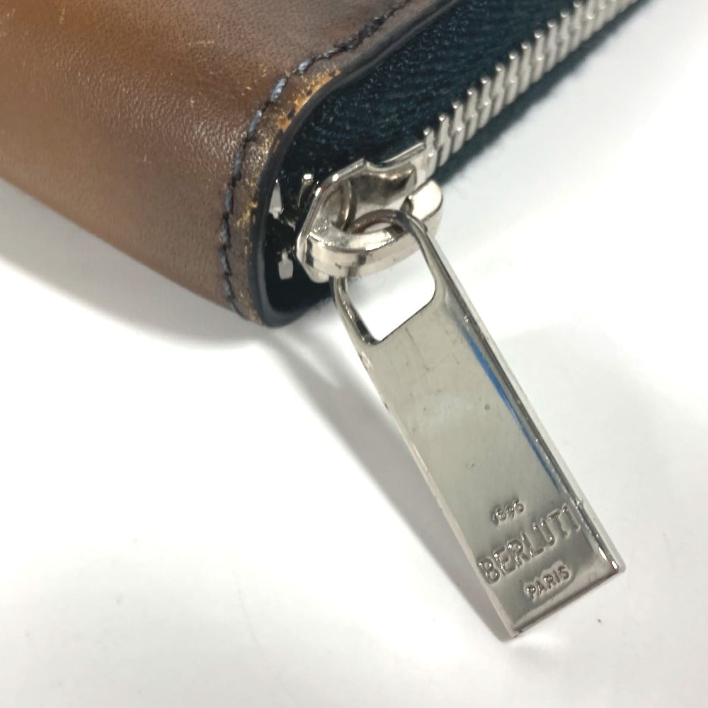 Berluti Long Wallet Purse leather blue ITAUBA long wallet mens Used Authentic