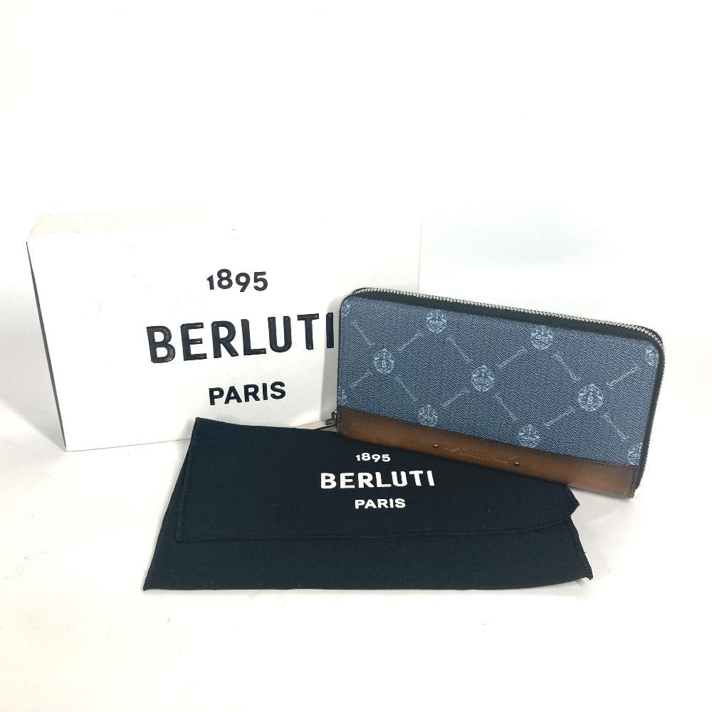 Berluti Long Wallet Purse leather blue ITAUBA long wallet mens Used Authentic