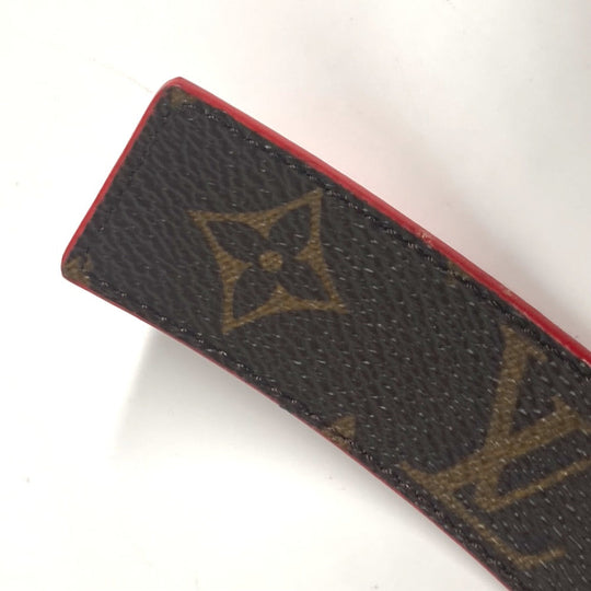 LOUIS VUITTON belt M0322W Monogram canvas Brown Monogram Belt: LV Initial 30MM Reversible Women 80 Used Authentic
