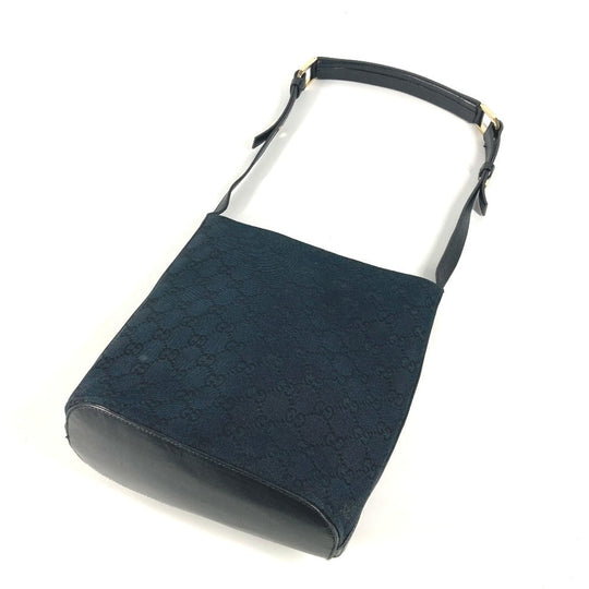 GUCCI Shoulder Bag 001 4286 Leather / canvas black Bucket Bucket GG Women Used Authentic