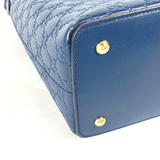 GUCCI Handbag 428226 Sima leather blue Signature Guccisima GG mens Used Authentic