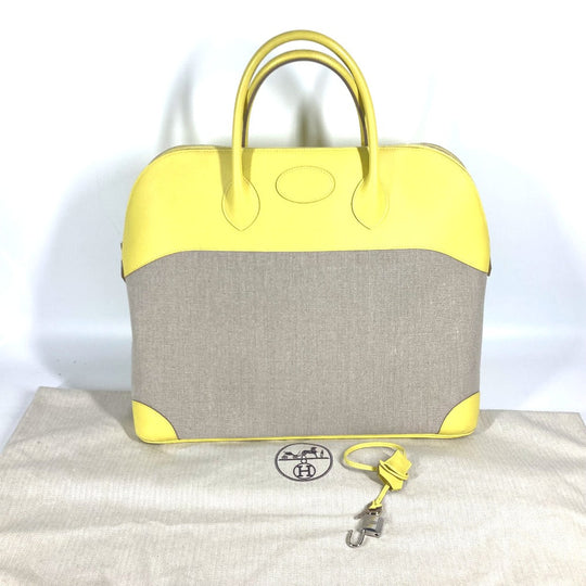 HERMES Tote Bag Swift, Toile H yellow Shoulder Bag Boston Duffel bag Bored 45