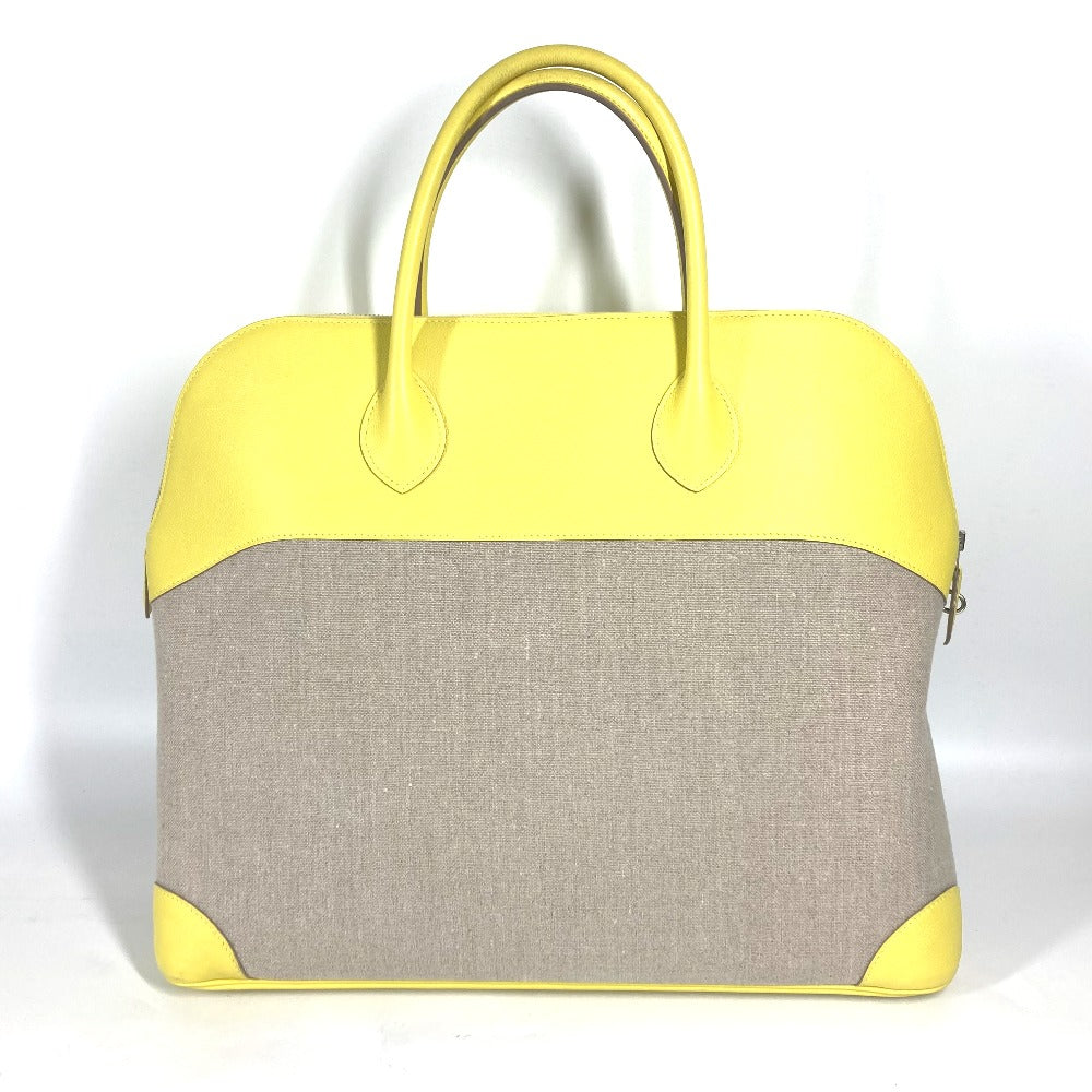 HERMES Tote Bag Swift, Toile H yellow Shoulder Bag Boston Duffel bag Bored 45