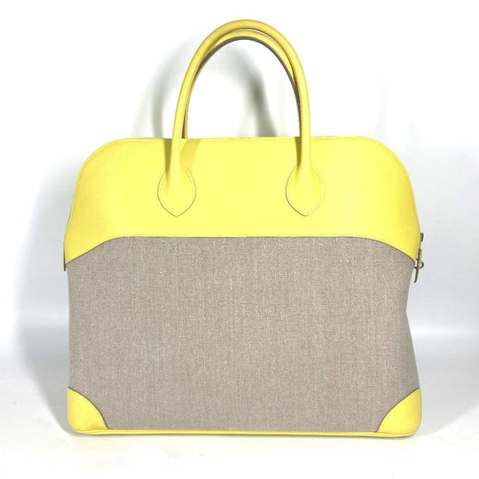 HERMES Tote Bag Swift, Toile H yellow Shoulder Bag Boston Duffel bag Bored 45