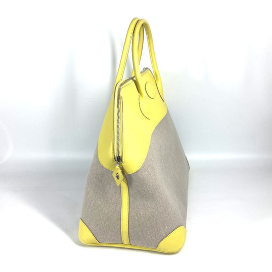 HERMES Tote Bag Swift, Toile H yellow Shoulder Bag Boston Duffel bag Bored 45