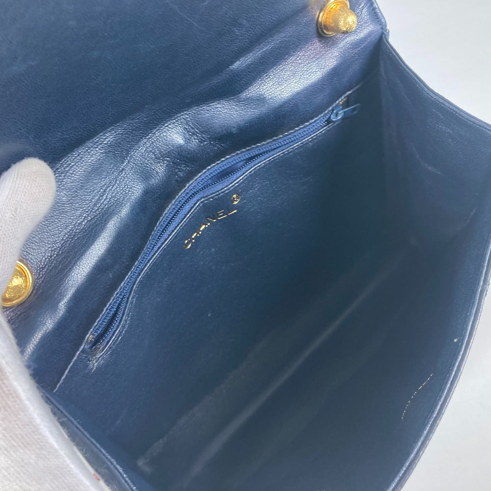 CHANEL Shoulder Bag leather Navy CC COCO Mark Vintage Matelasse Diamond Stitch Women Used Authentic
