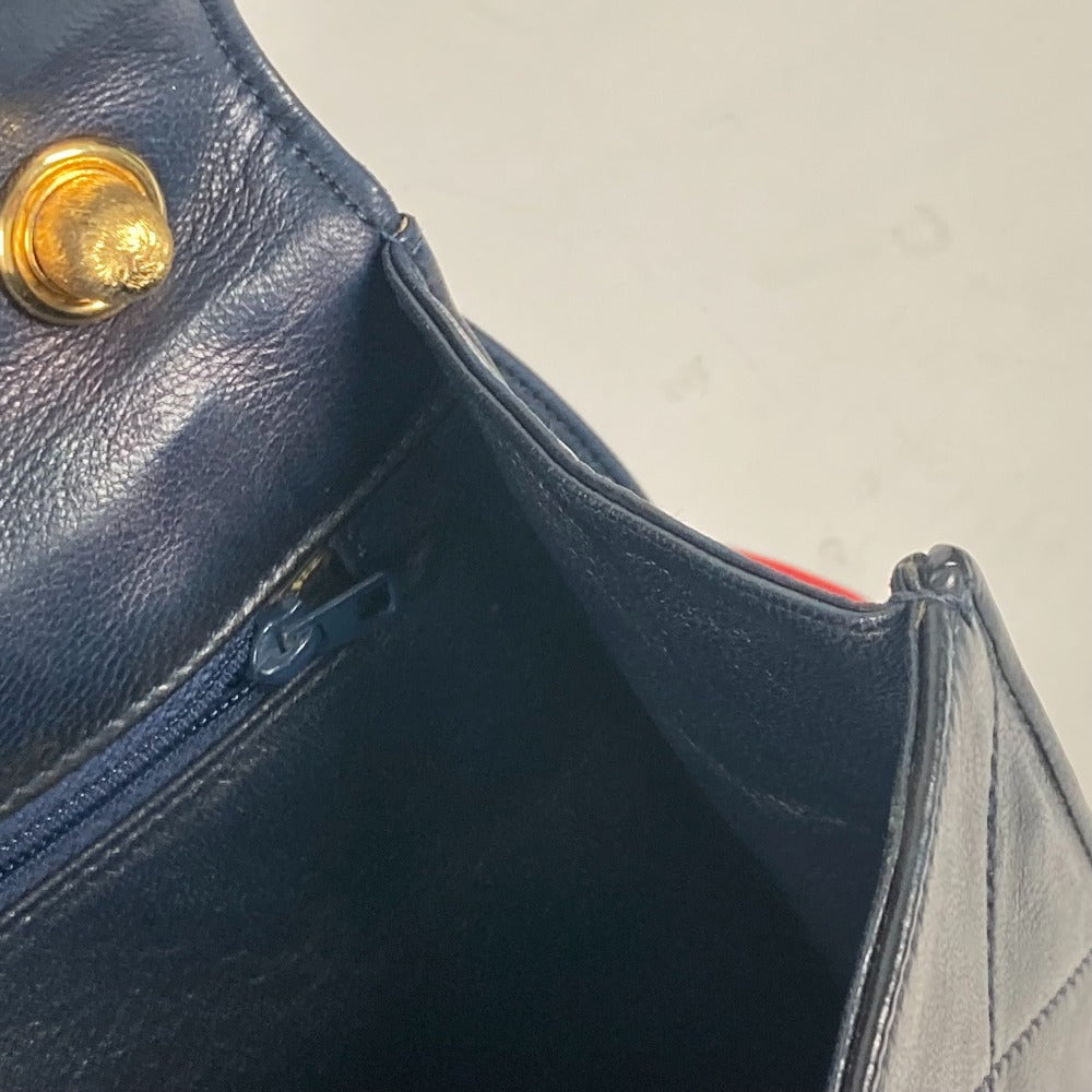 CHANEL Shoulder Bag leather Navy CC COCO Mark Vintage Matelasse Diamond Stitch Women Used Authentic