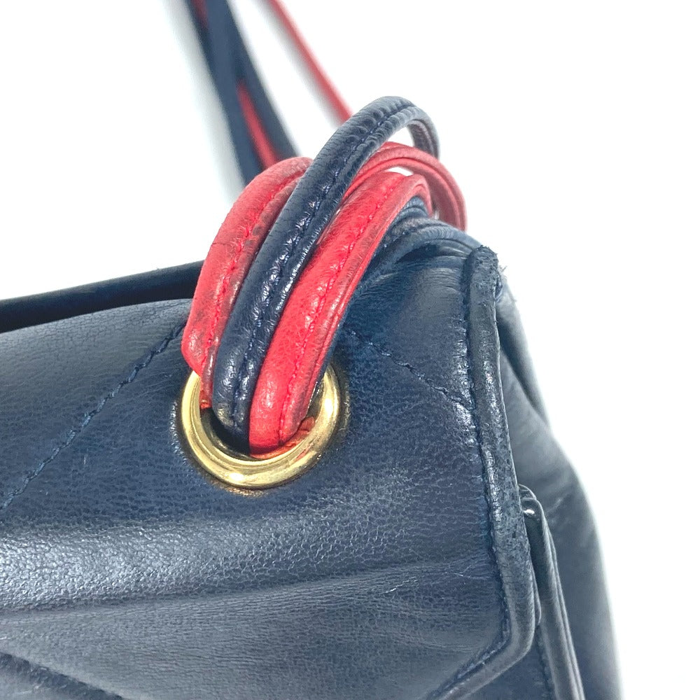 CHANEL Shoulder Bag leather Navy CC COCO Mark Vintage Matelasse Diamond Stitch Women Used Authentic