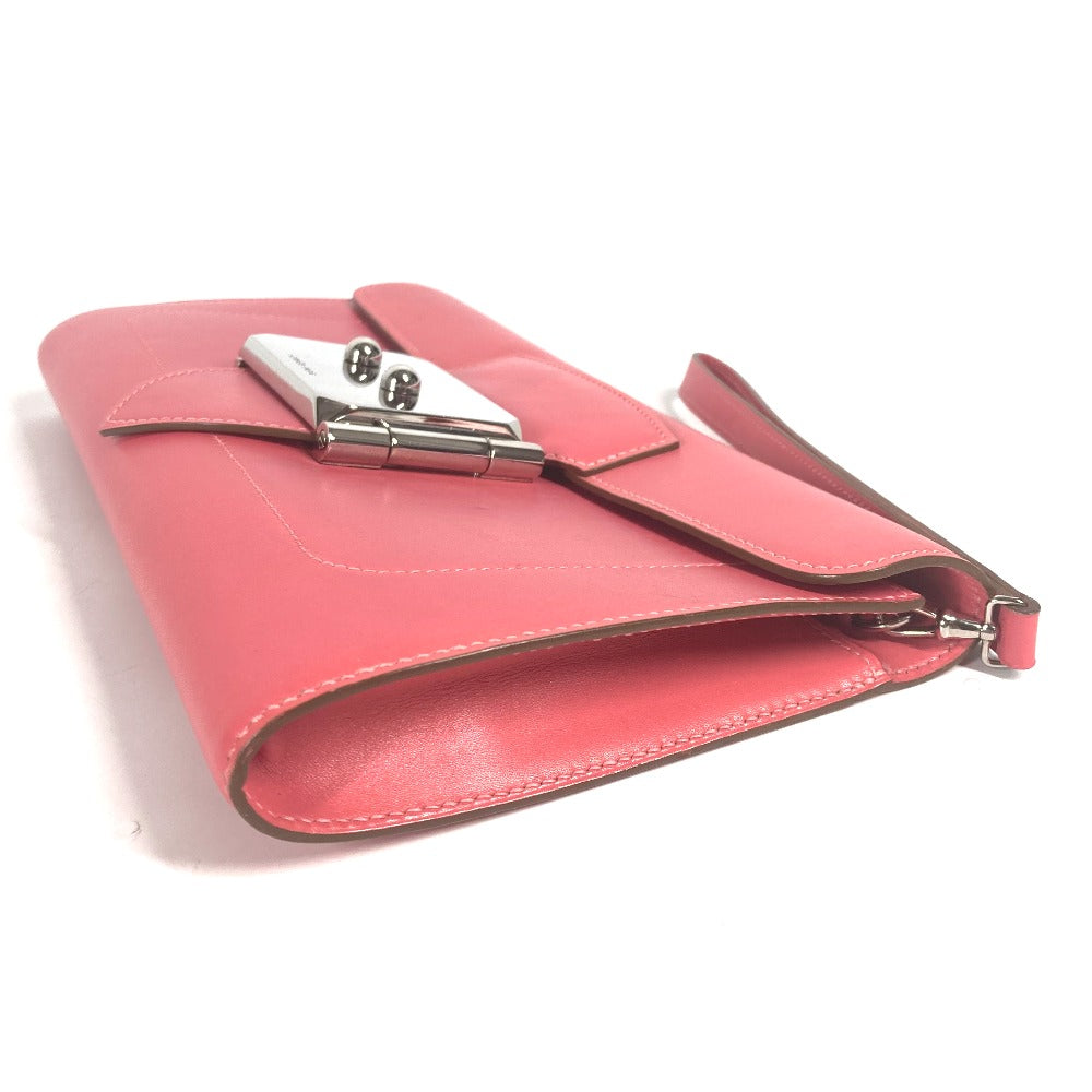 HERMES Clutch bag Leather, Votadelakt pink Sac Clutch Good Lock Women Used Authentic