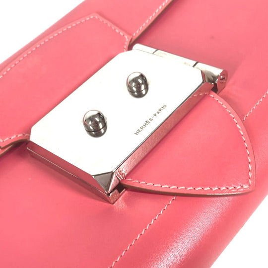 HERMES Clutch bag Leather, Votadelakt pink Sac Clutch Good Lock Women Used Authentic