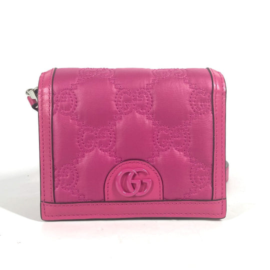 GUCCI Shoulder Bag 723777 Leather / nylon pink GG matelasse quilting Women Used Authentic