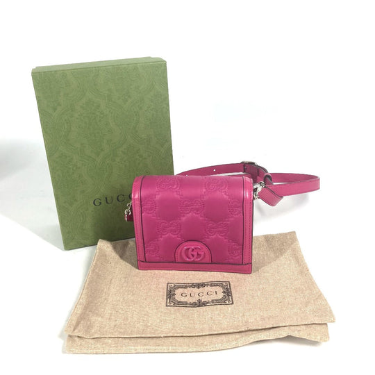 GUCCI Shoulder Bag 723777 Leather / nylon pink GG matelasse quilting Women Used Authentic