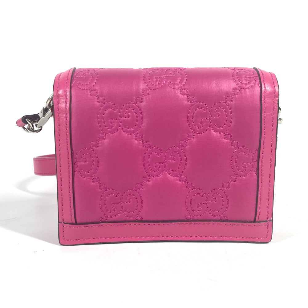 GUCCI Shoulder Bag 723777 Leather / nylon pink GG matelasse quilting Women Used Authentic
