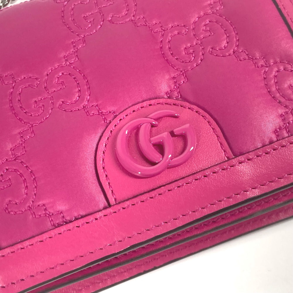 GUCCI Shoulder Bag 723777 Leather / nylon pink GG matelasse quilting Women Used Authentic