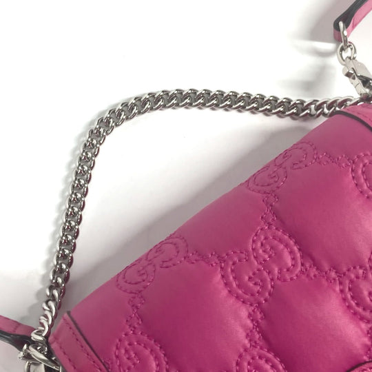 GUCCI Shoulder Bag 723777 Leather / nylon pink GG matelasse quilting Women Used Authentic