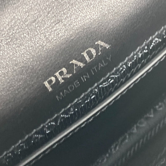 PRADA Shoulder Bag 1BD067 leather black 2WAY bag Chain Crystal rhinestones Women Used Authentic
