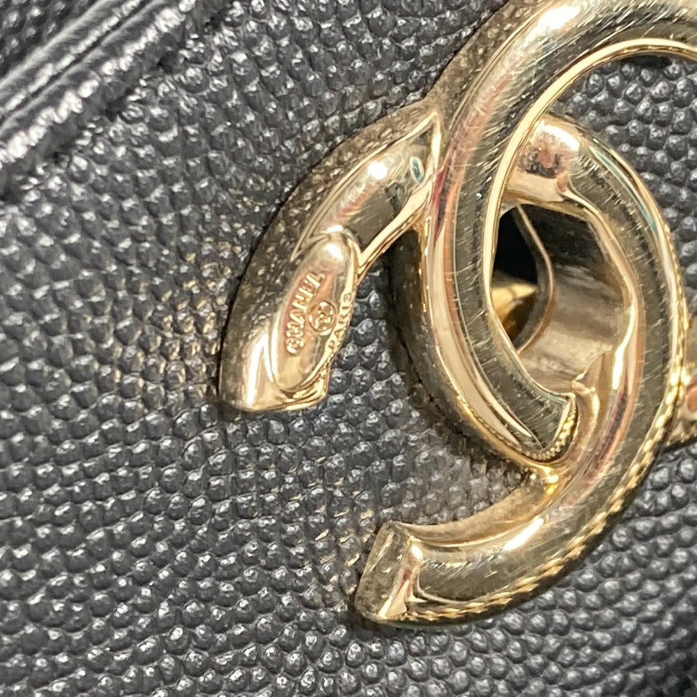 CHANEL Shoulder Bag A93795 Caviar skin black CC COCO Mark Affinity Matelasse Quilting Women Used Authentic