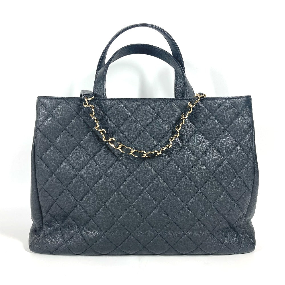 CHANEL Shoulder Bag A93795 Caviar skin black CC COCO Mark Affinity Matelasse Quilting Women Used Authentic