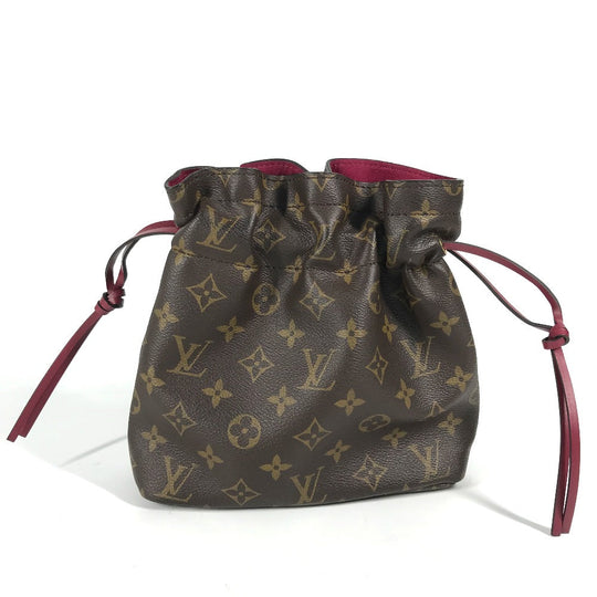 LOUIS VUITTON Pouch M43445 Monogram canvas Brown Monogram Drawstring Bag Posh Noe Women Used Authentic