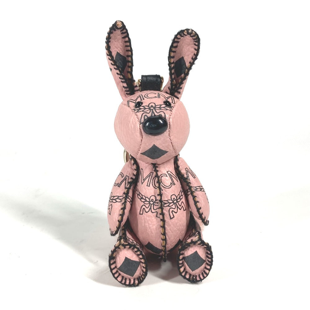MCM key ring leather pink Vicetos Rabbit fur Women Used Authentic