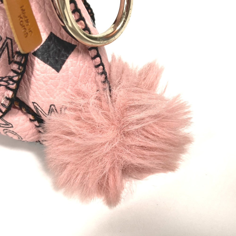 MCM key ring leather pink Vicetos Rabbit fur Women Used Authentic
