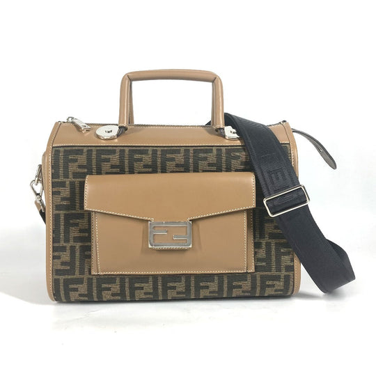 FENDI Handbag 7VA571 Canvas / leather Brown Zucca SOFT TRUNK