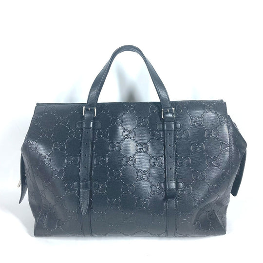 GUCCI Tote Bag 625772 leather black Shoulder Bag Boston Duffel bag GG emboss unisex(Unisex) Used Authentic